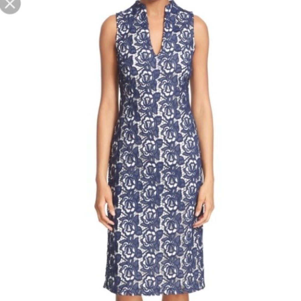 Alice + Olivia Blue and White Lace Dress